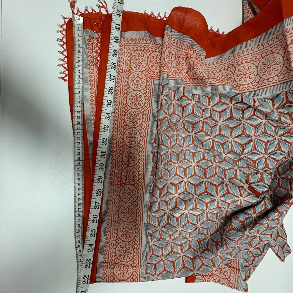 Bold Orange/Red Geometric Prints Patterns Scarf or Sarong - 73